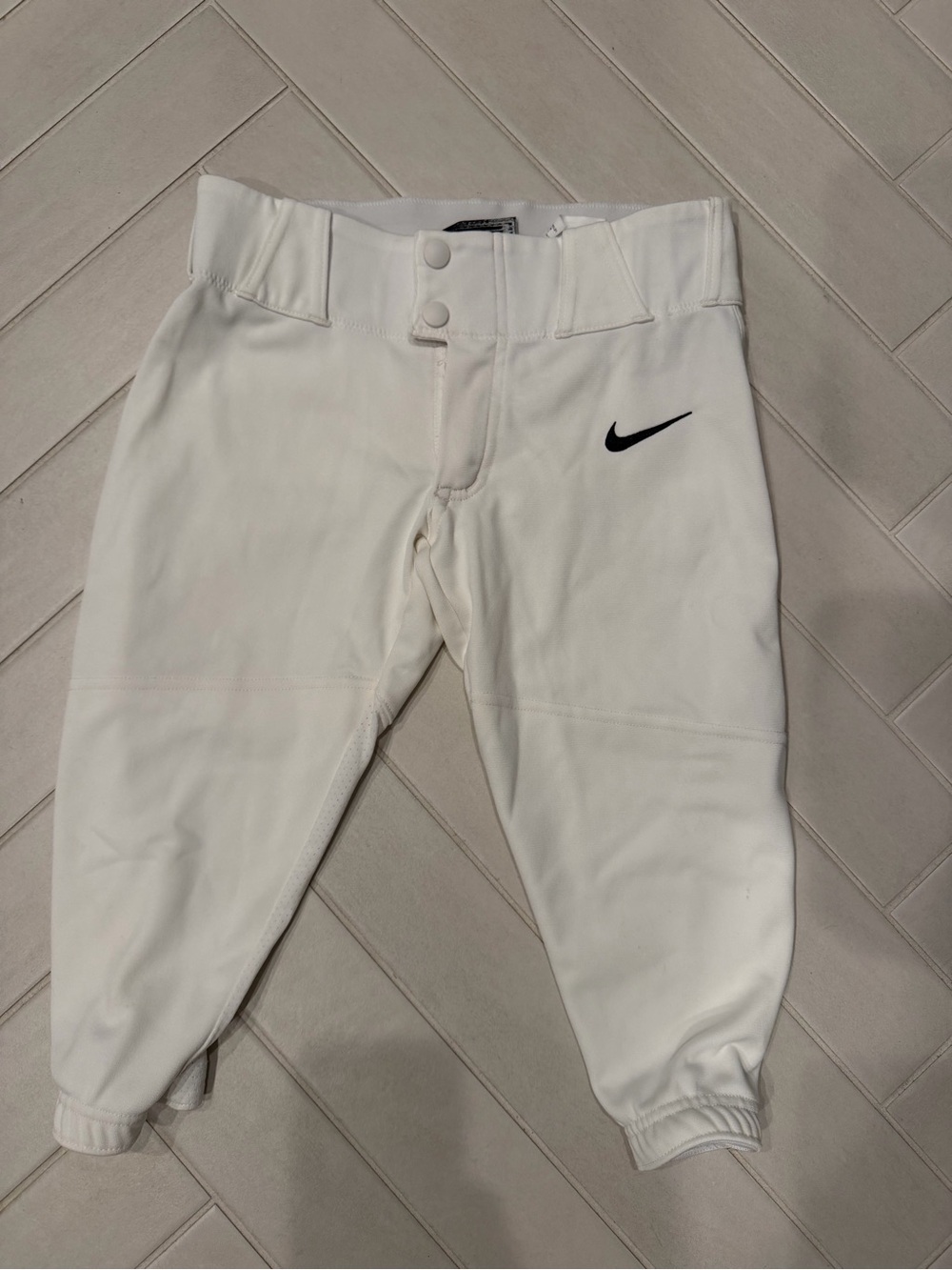 Nike Kids White Baseball knickers with Black Swoosh Accent